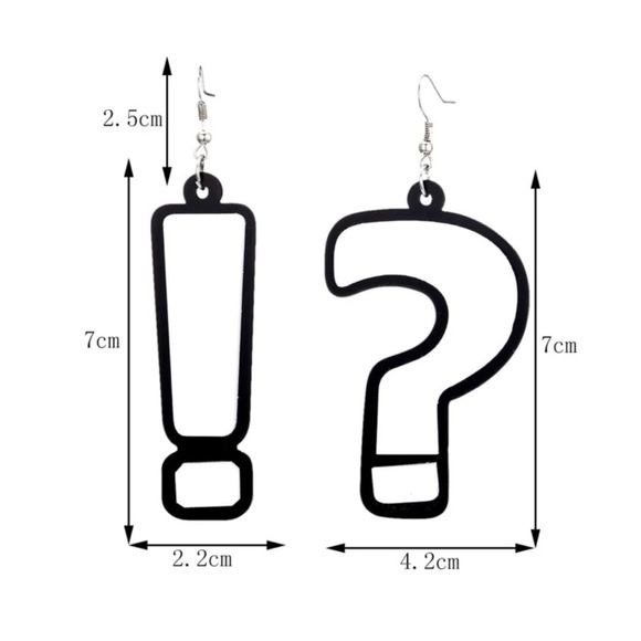 Question Mark/Exclamation Point Drop Earrings - Picture 2 of 4